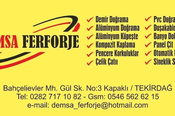 Demsa ferforje DEMSA Demir Dograma Çerkezköy kapaklı - Metal İşleme Firması - Tekirdağ Süleymanpaşa