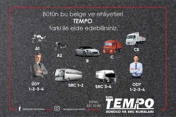 Tempo Ehliyet Kursu Sürücü Belgesi Konya Fetih Karatay Şubesi - Sürücü Kursu - Konya Akşehir