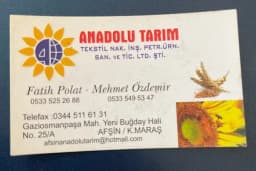 Anadolu Tarım Hububat-bakliyat,Petrol Ürünleri, İnşaat ve Sanayi Ürünleri Limited Şirketi.