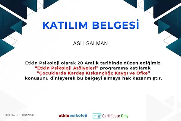 Psikolojik Danışman Aslı Salman Aile Danışmanı- Çift danışmanlığı, Çocuk Ergen Yetişkin danışmanı, Dil terapisi-Oyun Terapisi - Resim 8