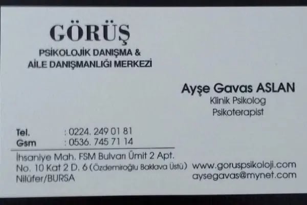 uzm kilinik psikolog ayşe gavas aslan Görüş Psikolojik Danışma Ve Aile Danışmanlığı Merkezi - Resim 17