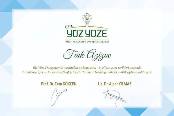 Uzm. Dr. Faik Azizov. Çocuk ve Ergen Psikiyatrisi - Resim 12