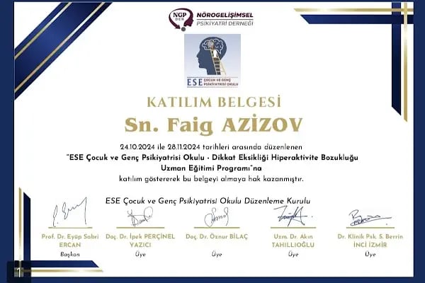 Uzm. Dr. Faik Azizov. Çocuk ve Ergen Psikiyatrisi - Resim 11