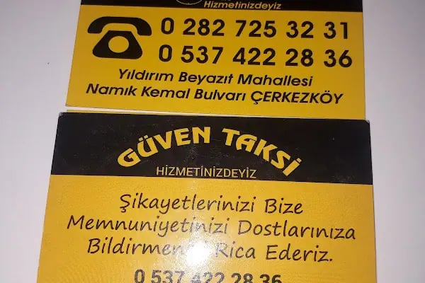 Güven Taksi Durağı Taksi En Yakın Taksi Yıldırım Beyazıt Taksi Fevzi Paşa Taksi ÇERKEZKÖY. - Resim 13